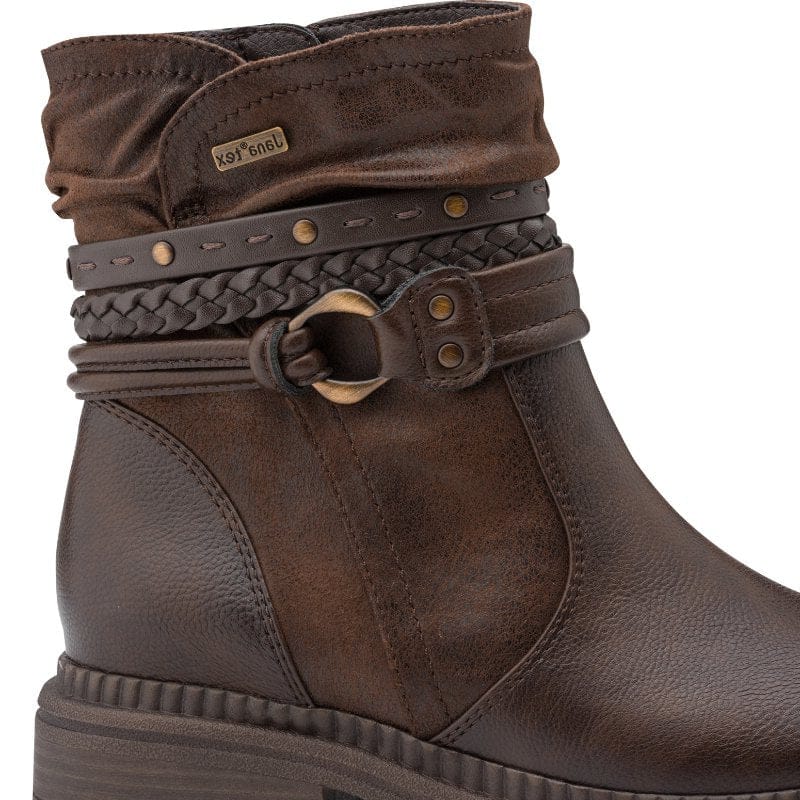 Jana Womens Jana Womens Brown Wide Fit Side Zip Low Heel Ankle Boot 8-25464-43