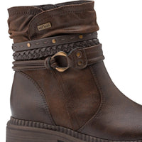 Jana Womens Jana Womens Brown Wide Fit Side Zip Low Heel Ankle Boot 8-25464-43