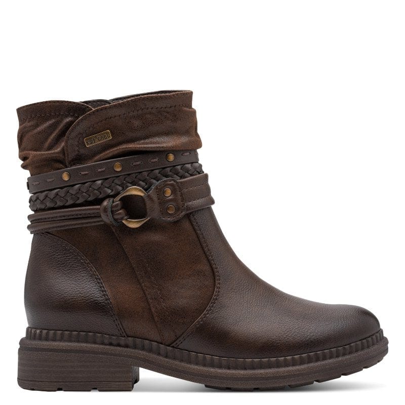 Jana Womens Jana Womens Brown Wide Fit Side Zip Low Heel Ankle Boot 8-25464-43