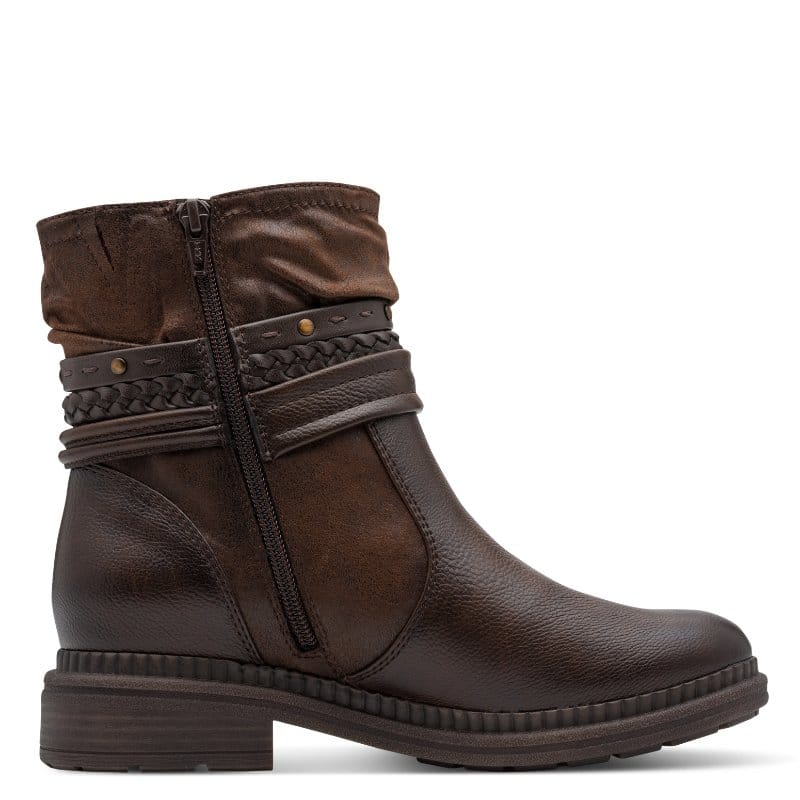 Jana Womens Jana Womens Brown Wide Fit Side Zip Low Heel Ankle Boot 8-25464-43