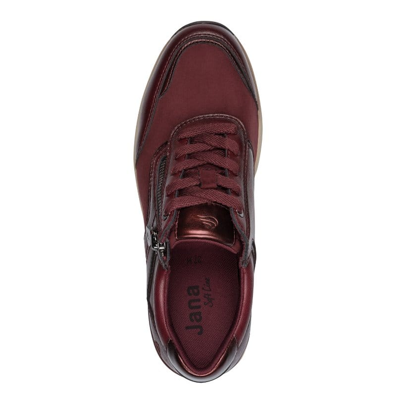 Jana Womens Jana Womens Burgundy Wide Fit Side Zip Fashion Trainer 8-23790-47