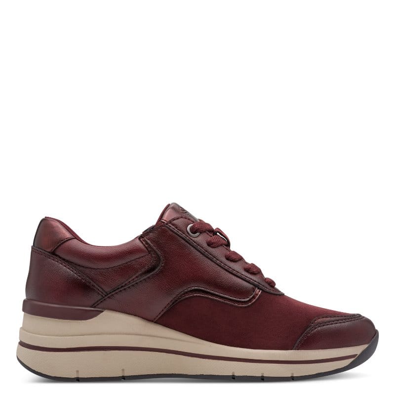 Jana Womens Jana Womens Burgundy Wide Fit Side Zip Fashion Trainer 8-23790-47