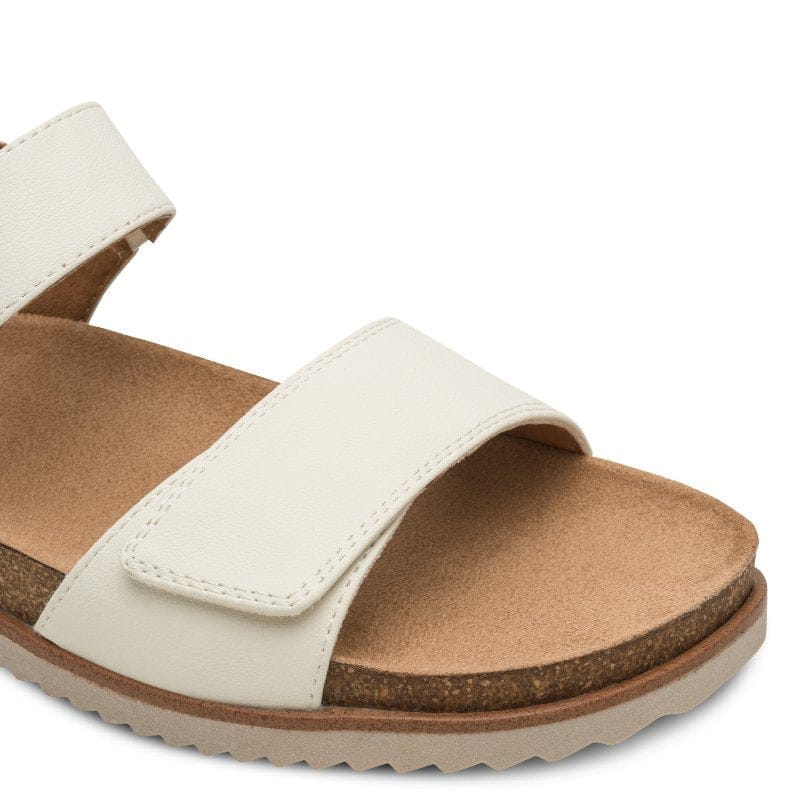 Jana Womens Jana Womens Cream Two Velcro Strap Slip On Sandal 8-28560-46