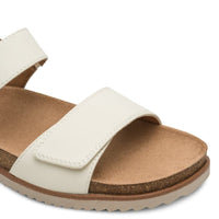 Jana Womens Jana Womens Cream Two Velcro Strap Slip On Sandal 8-28560-46