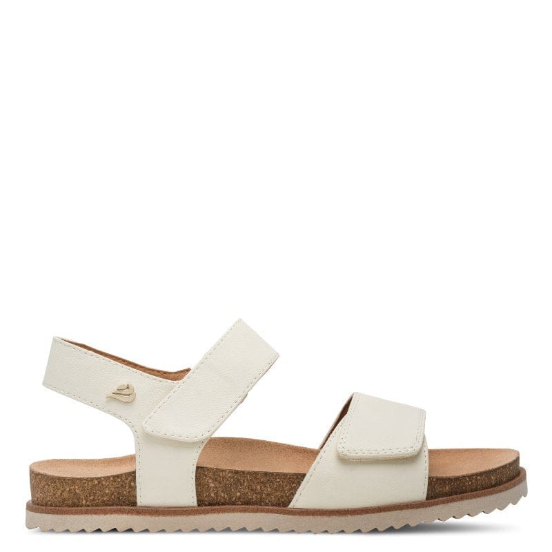 Jana Womens Jana Womens Cream Two Velcro Strap Slip On Sandal 8-28560-46