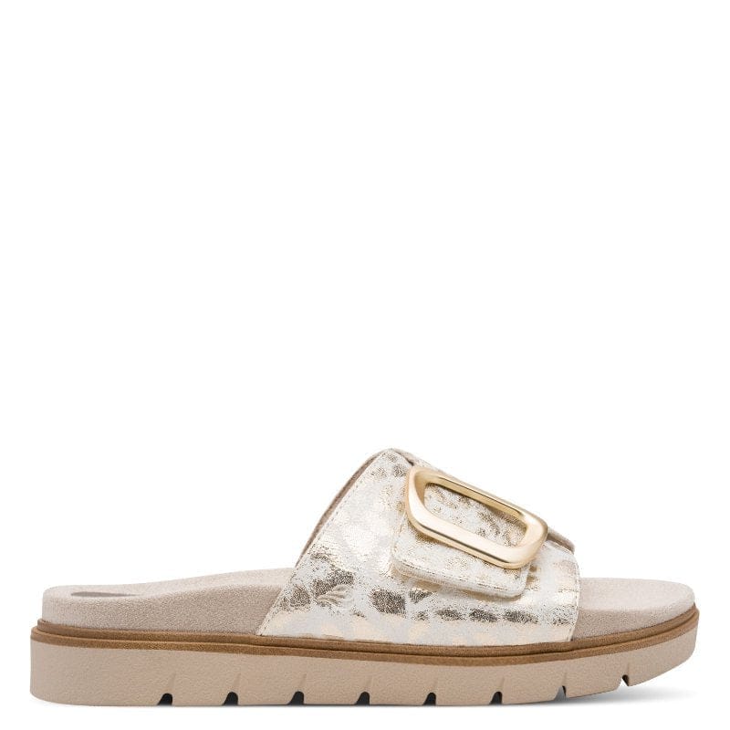 Jana Womens Jana Womens Gold Velcro Strap Slip On Sandal 8-27561-46