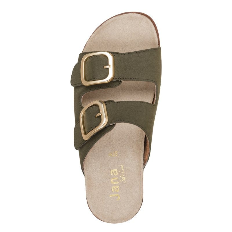 Jana Womens Jana Womens Green Double Strap Slip On Sandal 8-27461-46
