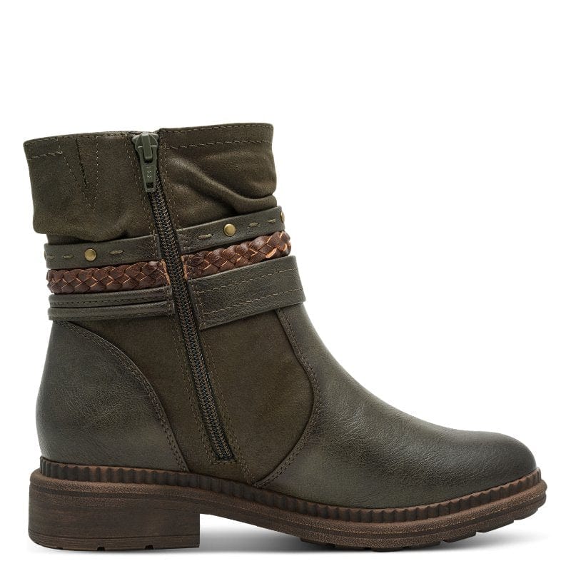 Jana Womens Jana Womens Green Side Zip Ankle Boot 8-25464-43