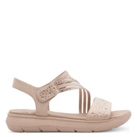 Jana Womens Jana Womens Nude Velcro Strap Wedge Sandal 8-28771-46