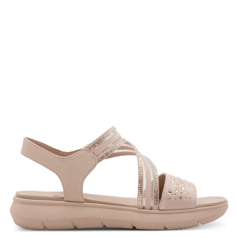 Jana Womens Jana Womens Nude Velcro Strap Wedge Sandal 8-28771-46