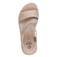 Jana Womens Jana Womens Nude Velcro Strap Wedge Sandal 8-28771-46