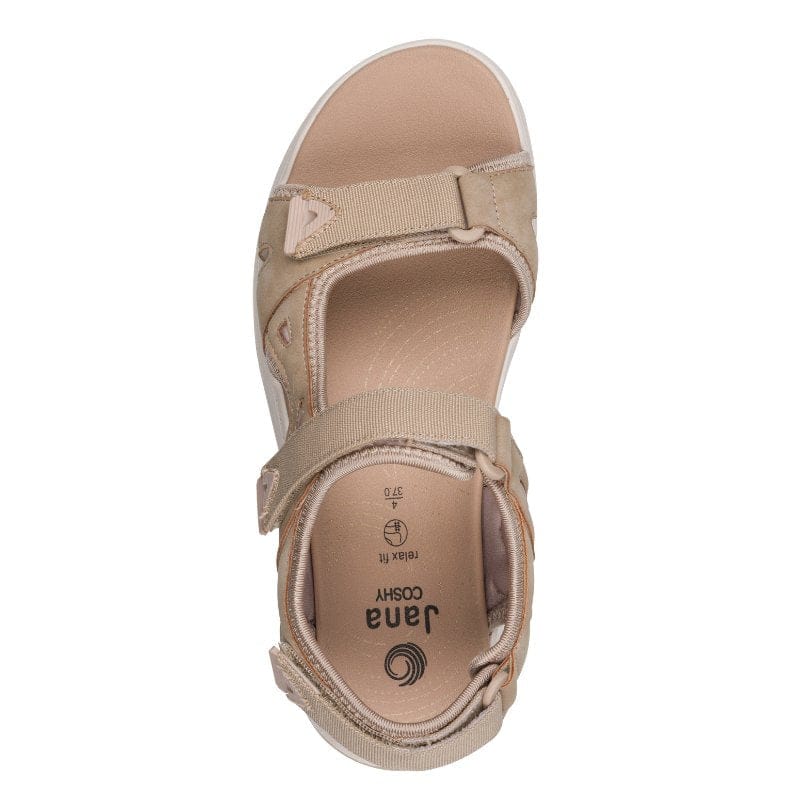 Jana Womens Jana Womens Taupe Velcro Strap Low Heel Sandal 8-28662-46