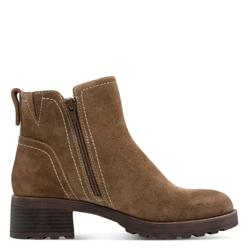 Jana Womens Jana Womens Taupe Wide Fit Side Zip Leather Ankle Boot 8-25711-47