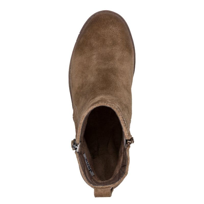Jana Womens Jana Womens Taupe Wide Fit Side Zip Leather Ankle Boot 8-25711-47