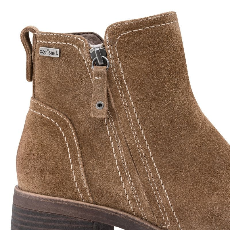 Jana Womens Jana Womens Taupe Wide Fit Side Zip Leather Ankle Boot 8-25711-47