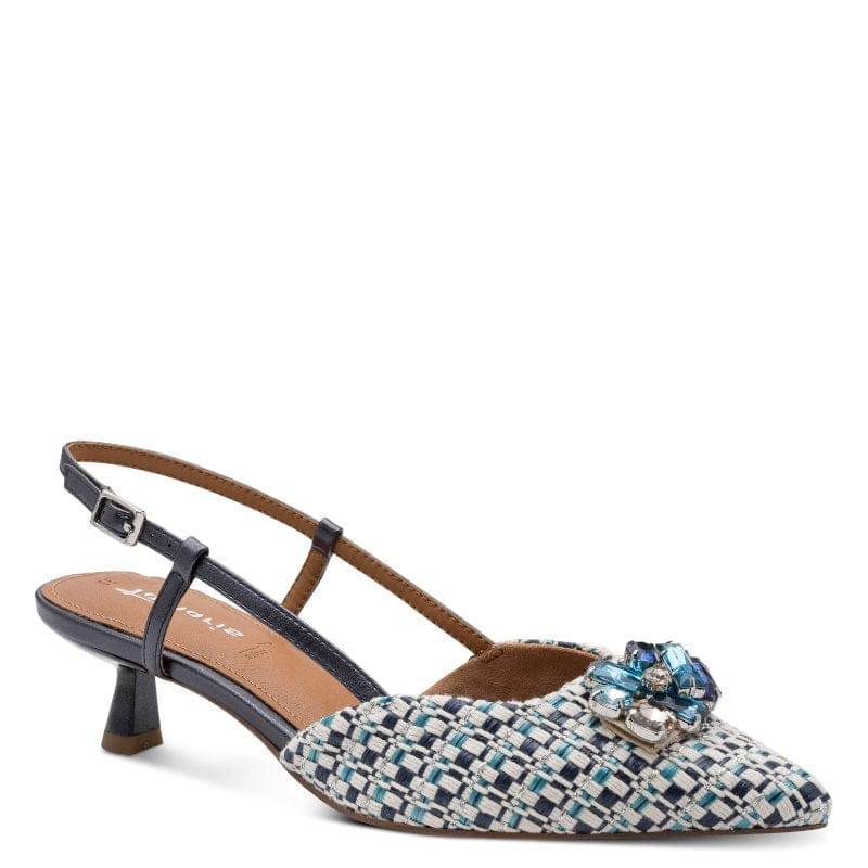 Jana Womens NAVY / 3UK Tamaris Womens Navy Pointet Shoe Tip Kitten Heel Sandal 1-29512-46