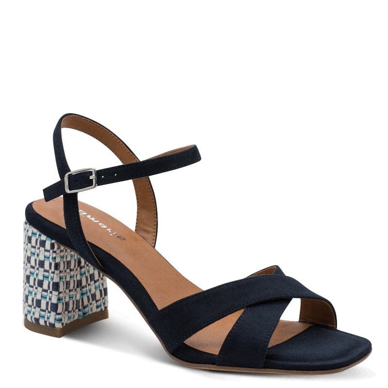 Jana Womens NAVY / 4UK Tamaris Womens Navy Ankle Strap Block Heel Sandal 1-28362-46