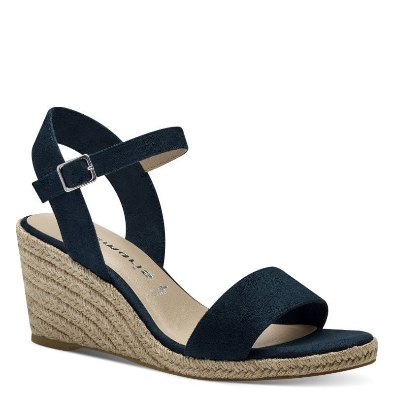 Jana Womens NAVY / 4UK Tamaris Womens Navy Clasp Fastening Wedge Heel Sandal 1-28300-42