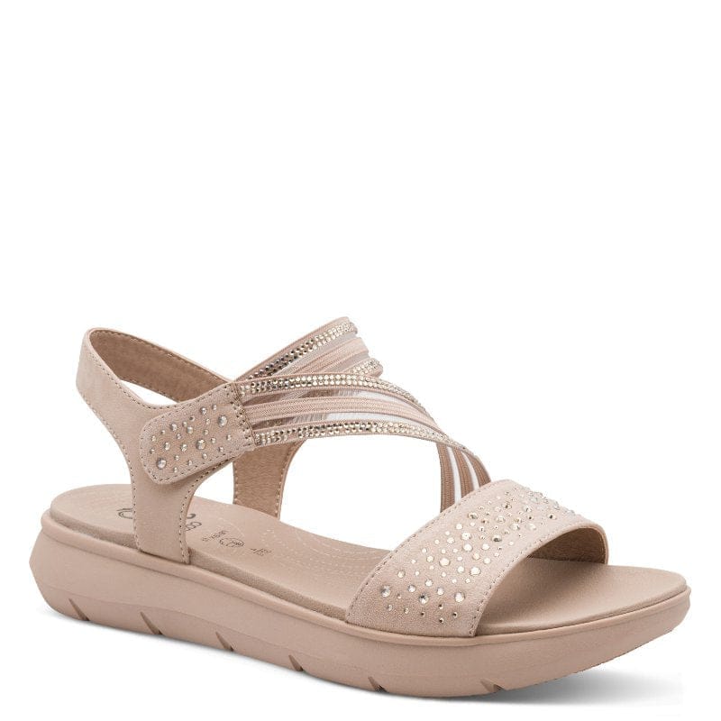 Jana Womens NUDE / 4UK Jana Womens Nude Velcro Strap Wedge Sandal 8-28771-46