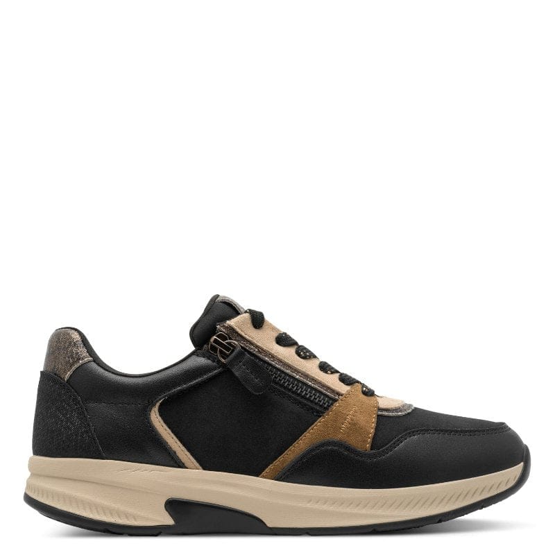Jana Womens Tamaris Comfort  Womens Black Side Zip Wide Fit Fashion Trainer 8-83719-47