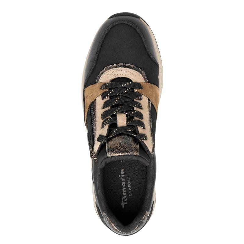 Jana Womens Tamaris Comfort  Womens Black Side Zip Wide Fit Fashion Trainer 8-83719-47