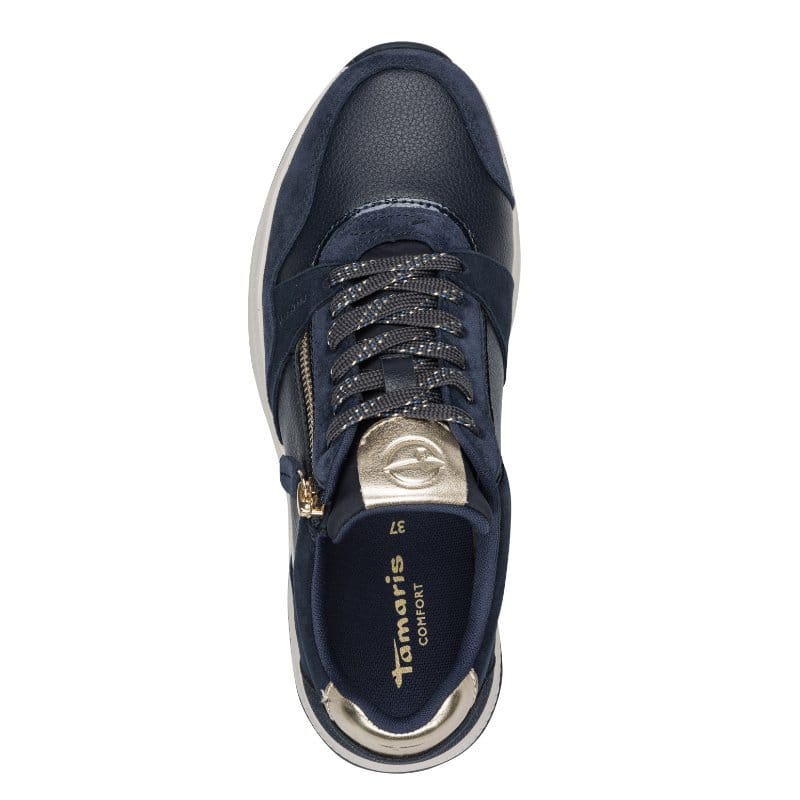 Jana Womens Tamaris Comfort Womens Navy Side Zip Wide Fit Fashion Trainer 8-83719-47