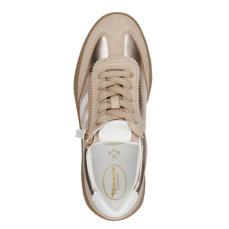 Jana Womens Tamaris Gold Womens Lace Up Fashion Trainer 8-83729-45