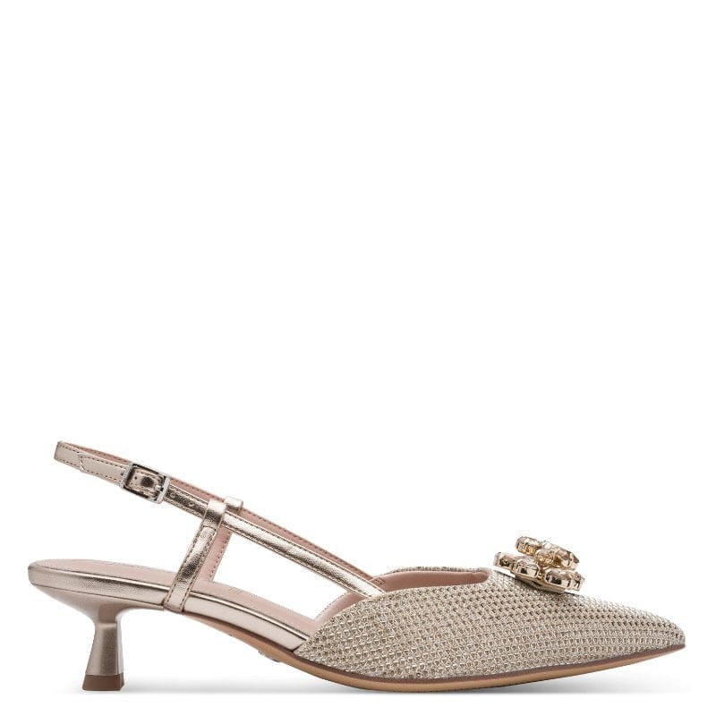 Jana Womens Tamaris Womens Beige Pointet Shoe Tip Kitten Heel Sandal 1-29512-46