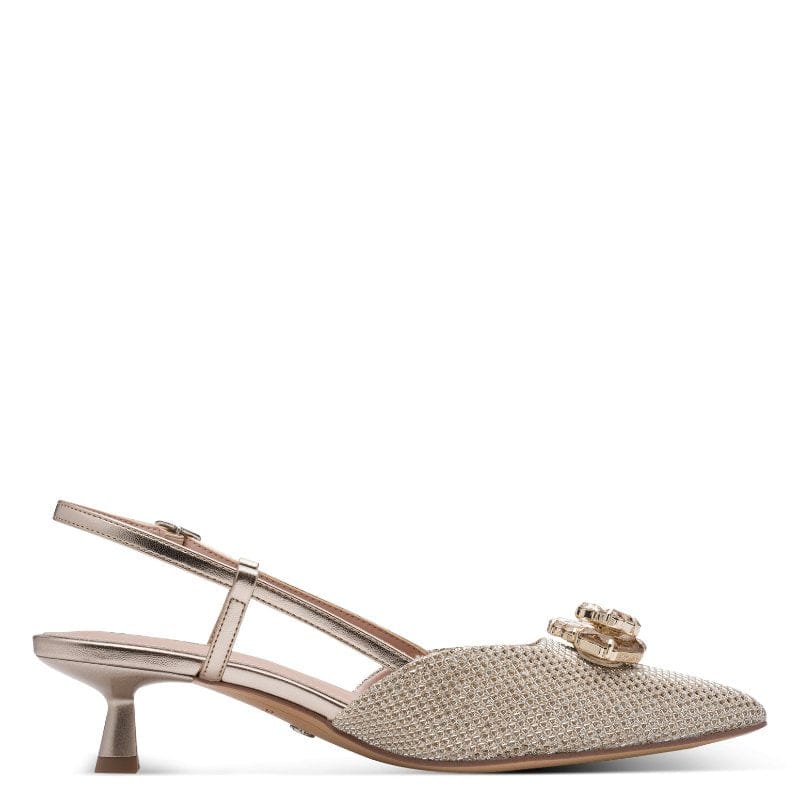 Jana Womens Tamaris Womens Beige Pointet Shoe Tip Kitten Heel Sandal 1-29512-46