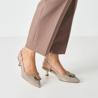 Jana Womens Tamaris Womens Beige Pointet Shoe Tip Kitten Heel Sandal 1-29512-46