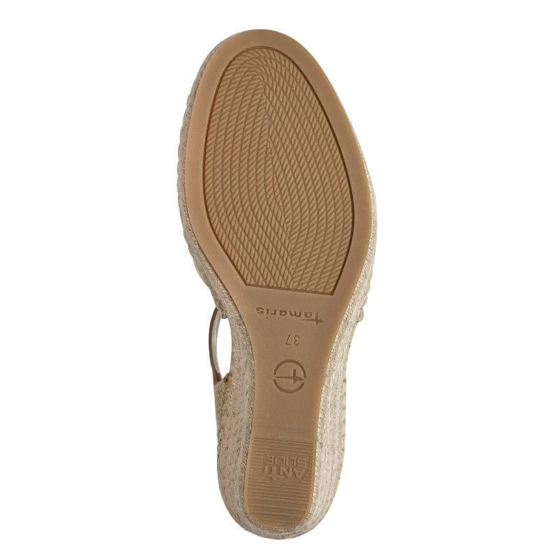 Jana Womens Tamaris Womens Beige Square Shoe Tip  Wedge Heel Sandal 1-29610-42