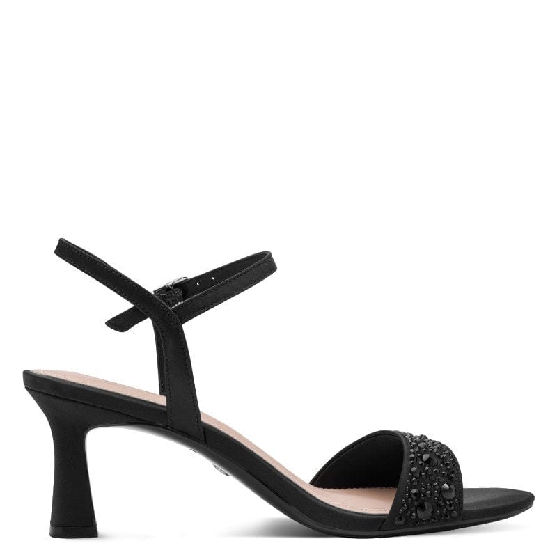 Jana Womens Tamaris Womens Black Ankle Strap High Heel Sandal 1-28313-46