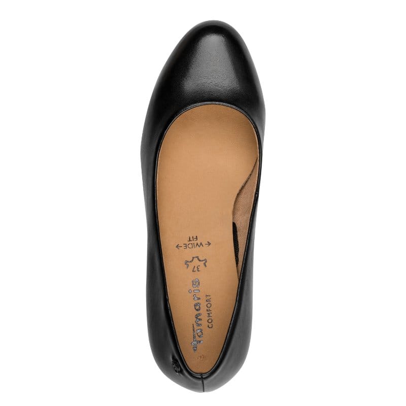 Jana Womens Tamaris Womens Black Block Heel Wide Fit Leather Shoes 8-82400-47