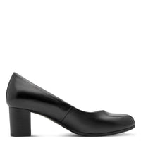Jana Womens Tamaris Womens Black Block Heel Wide Fit Leather Shoes 8-82400-47