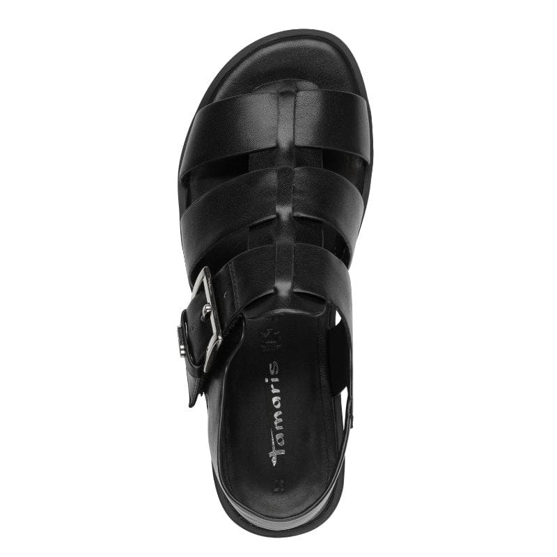 Jana Womens Tamaris Womens Black Buckle Low Heel Sandal 1-28117-46