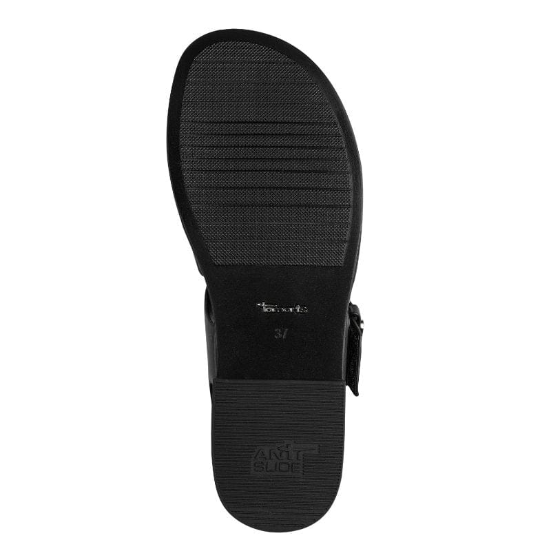 Jana Womens Tamaris Womens Black Buckle Low Heel Sandal 1-28117-46