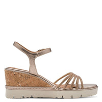 Jana Womens Tamaris Womens Bronze Ankle Strap Wedge Heel Sandal 1-28725-46