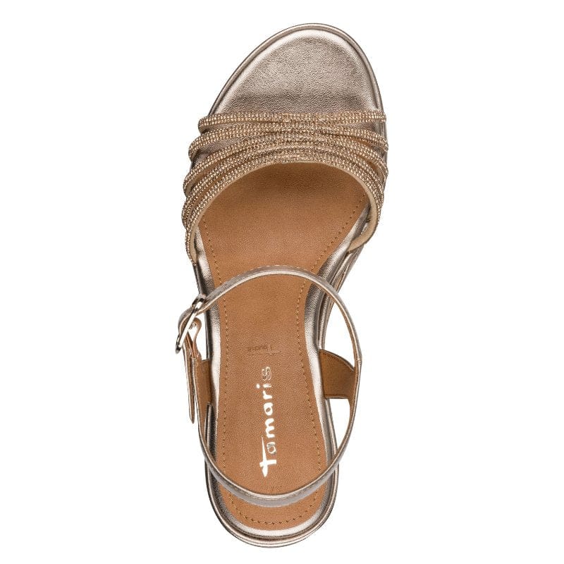 Jana Womens Tamaris Womens Bronze Ankle Strap Wedge Heel Sandal 1-28725-46