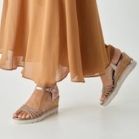 Jana Womens Tamaris Womens Bronze Ankle Strap Wedge Heel Sandal 1-28725-46