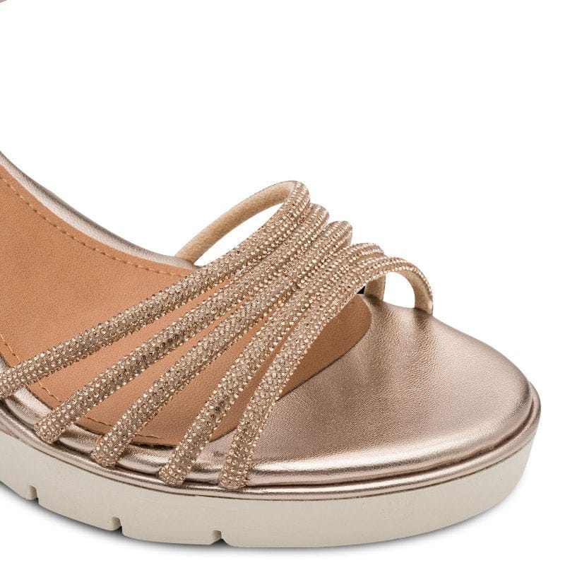 Jana Womens Tamaris Womens Bronze Ankle Strap Wedge Heel Sandal 1-28725-46