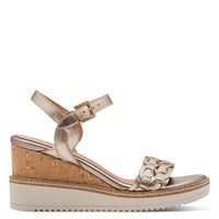 Jana Womens Tamaris Womens Bronze Leather Wedge Heel Sandal 1-28334-46