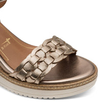 Jana Womens Tamaris Womens Bronze Leather Wedge Heel Sandal 1-28334-46