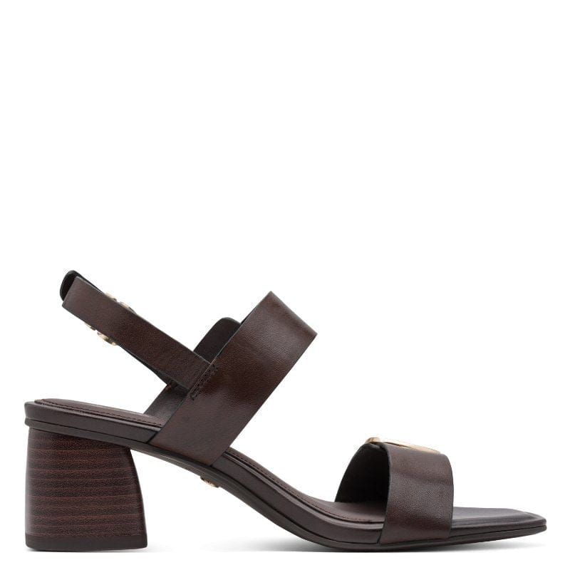 Jana Womens Tamaris Womens Brown Leather Block Heel Sandal 1-28354-46