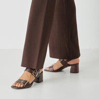 Jana Womens Tamaris Womens Brown Leather Block Heel Sandal 1-28354-46