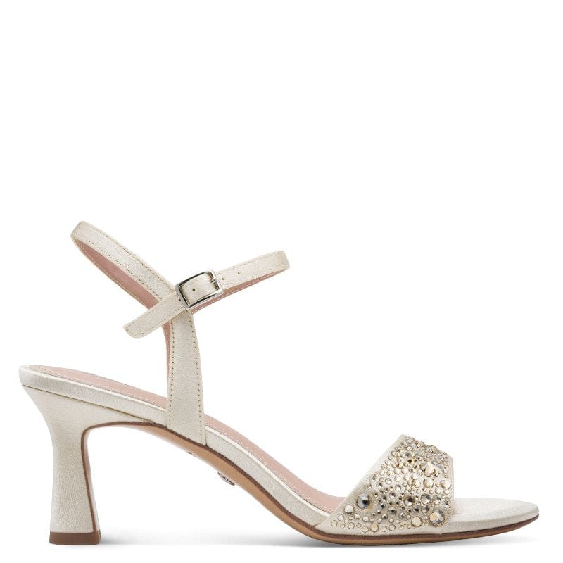 Jana Womens Tamaris Womens Cream Ankle Strap High Heel Sandal 1-28313-46