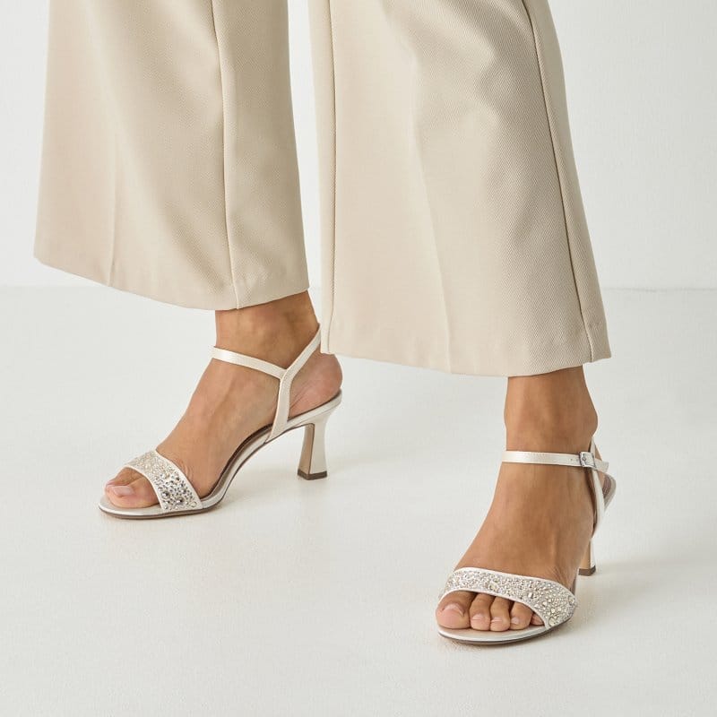 Jana Womens Tamaris Womens Cream Ankle Strap High Heel Sandal 1-28313-46