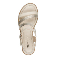 Jana Womens Tamaris Womens Cream Buckle Wedge Sandal 1-28713-46
