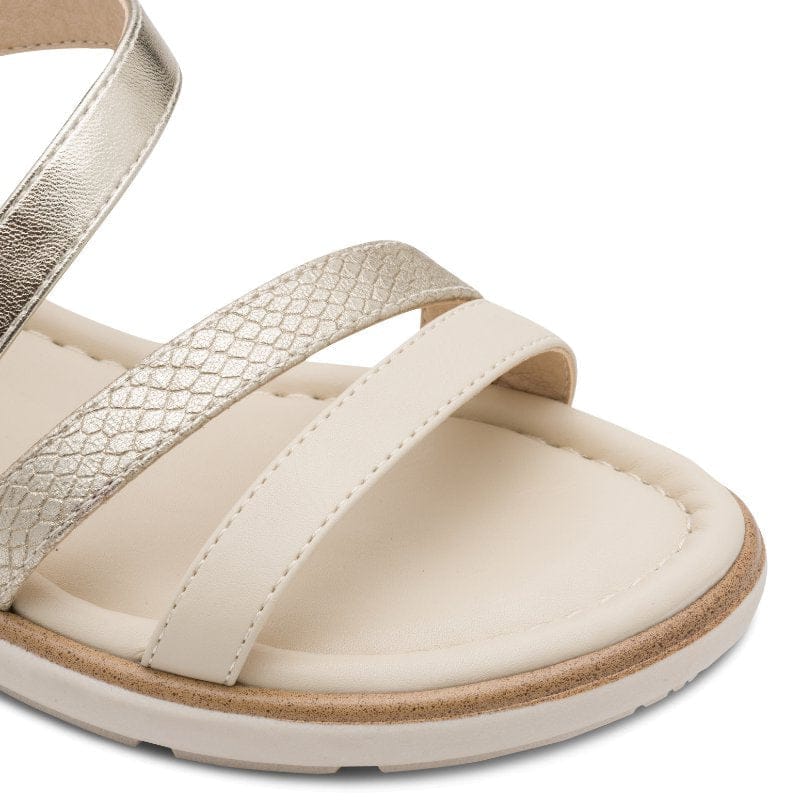 Jana Womens Tamaris Womens Cream Buckle Wedge Sandal 1-28713-46