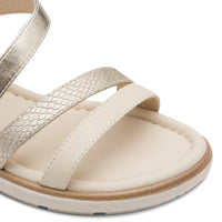 Jana Womens Tamaris Womens Cream Buckle Wedge Sandal 1-28713-46