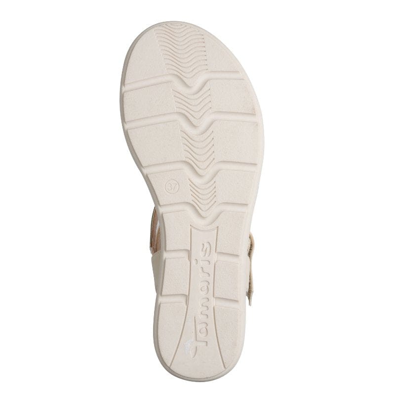Jana Womens Tamaris Womens Cream Buckle Wedge Sandal 1-28713-46